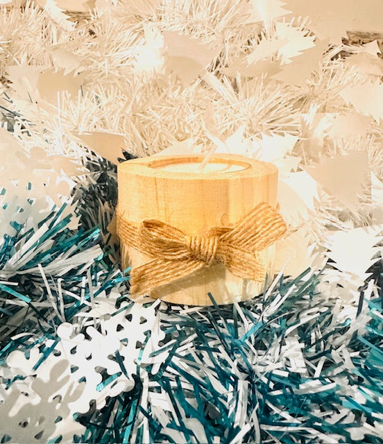 Bougie chauffe-Plat + bougeoir en bois